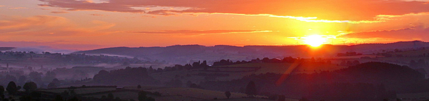 Sunset over mountain hills